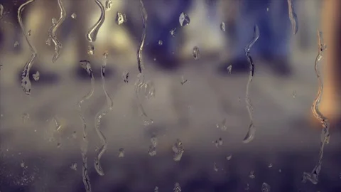 Rain On Windscreen, Blurred People Walking  In The Background Video stock 72641914