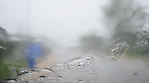 Rain on the windshield while driving Stock Footage 87166792
