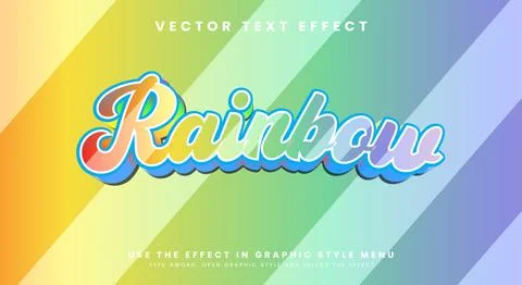 Rainbow 3d editable text effect Template Stock Illustration