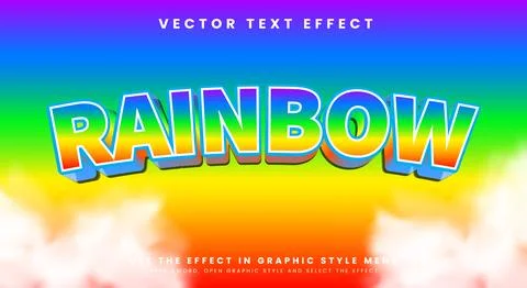 Rainbow 3d editable text effect Template Stock Illustration