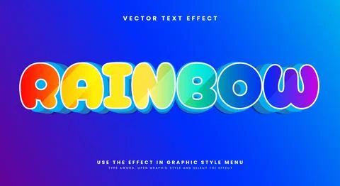 Rainbow 3d editable text effect Template Stock Illustration