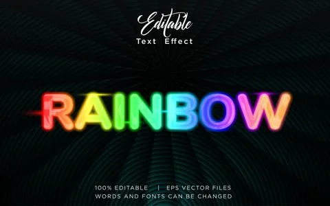 Rainbow 3D Editable Text Effect Vector Design Stock Illustration