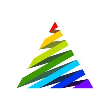 Rainbow 3D Ribbon Triangle Shape Symbol Logo Design Stock Illustration