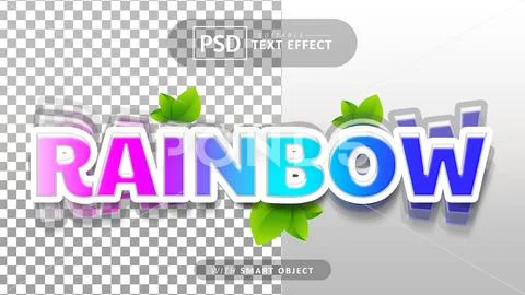 Rainbow 3d text effect editable PSD Template