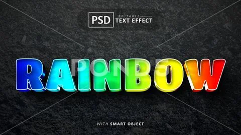 Rainbow 3d text effect editable PSD Template