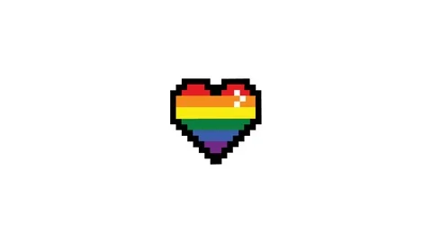 Rainbow 8 bit pixel heart beating animation. Vidéo 100375320