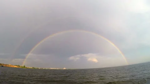 Rainbow above river Video stock 67230701