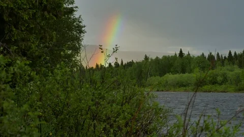Rainbow above ural mountains Stock Footage 73312113