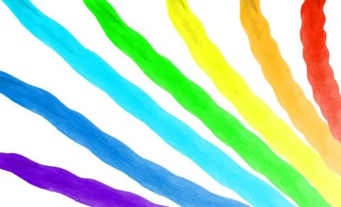 Rainbow abstract background with diagonal watercolor brush strokes on a whit Stock Illustration