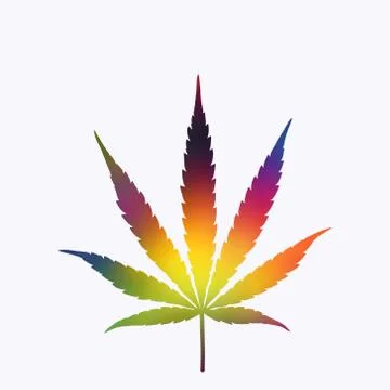 Rainbow abstract blurred gradient marijuana cannabis leaf weed icon logo. Stock Illustration
