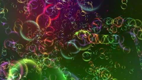 Rainbow Abstract Bubbles Background With Floating Light Rings 库存影片 335870085