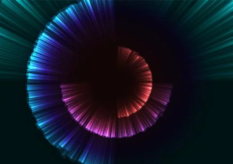 Rainbow abstract digital shell grow layer in dark background Stock Illustration