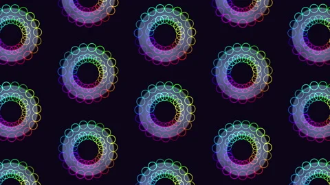 Rainbow abstract flowers pattern on black gradient Stock Footage 233288845