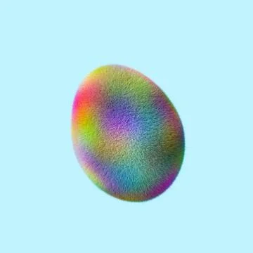 Rainbow abstract fluffy egg on blue background Stock Illustration