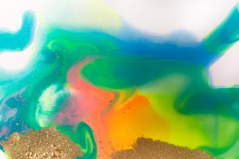 Rainbow abstract gradient pattern. Colorful liquid background with golden Stock Illustration