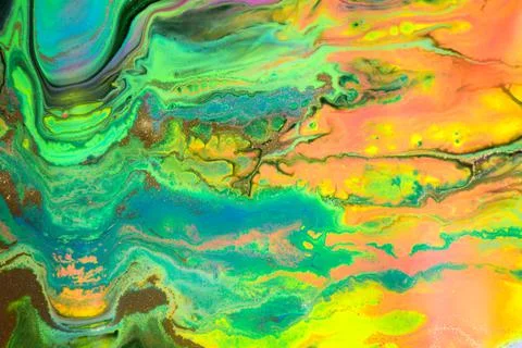 Rainbow abstract liquid ink gradient pattern. Fluorescent liquid bright texture. Stock Illustration