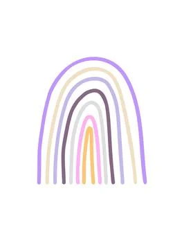 Rainbow abstract shape, simple hand drawn silhouette illustration in trendy Stock Illustration