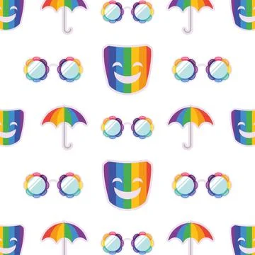 Rainbow Accessories Pattern. Vector 库存插图