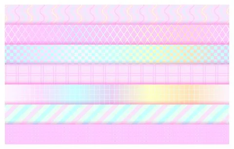 Rainbow adhesive washi tape pattern cute flat set Stock Illustration