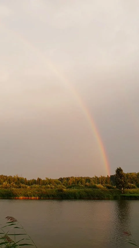 Rainbow after a heavy thunderstorm Stock Footage 174796690