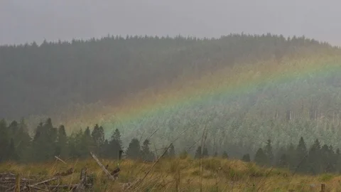 Rainbow after the Rain in Glen Etive Valley Video stock 87197695