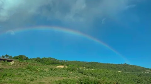Rainbow after the rain in Tuscany Stock Footage 278235376
