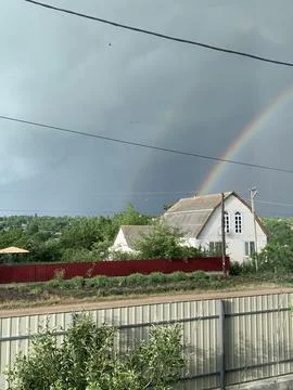 Rainbow after a thunderstorm Stock Photos