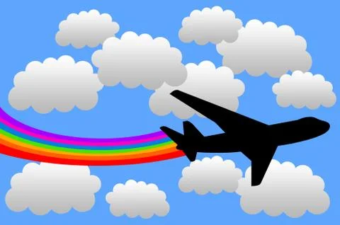 Rainbow airplane Stock Illustration