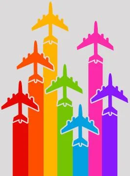 Rainbow airplanes Stock Illustration