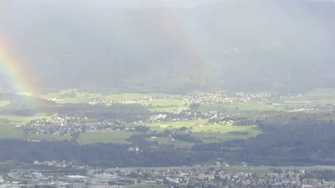 Rainbow with an amazing view to the nature on the background Stock Footage 81934089