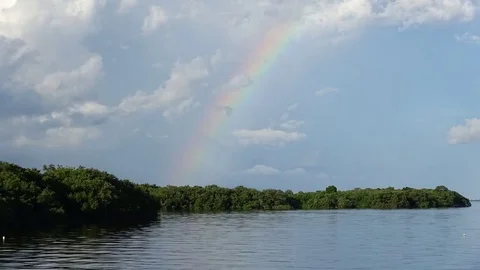 Rainbow off anclote river 19aug2017 Stock Footage 79081073