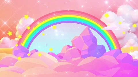 Rainbow and Cloud Fantasy Scene Background Video Stock Footage 303255169
