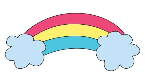 A rainbow and cloud isolated on a white background Stock Illustration