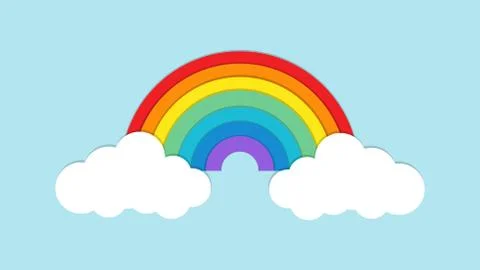 Rainbow and cloud on white background Illustrazione stock