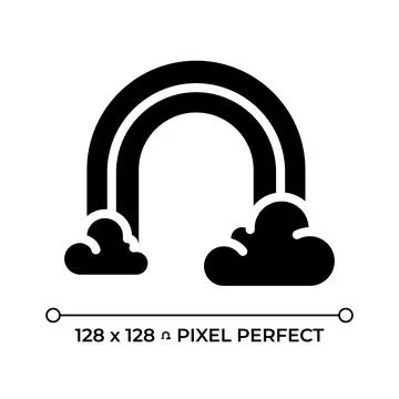 Rainbow and clouds black glyph icon Illustrazione stock
