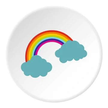 Rainbow and clouds icon circle Illustrazione stock