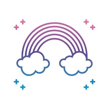 Rainbow and clouds icon, gradient line style Illustrazione stock
