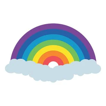 Rainbow and clouds icon. Weather season and meteorology theme. Illustrazione stock