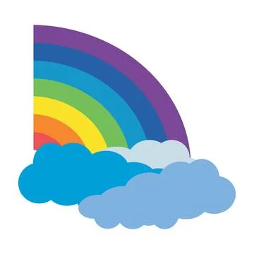 Rainbow and clouds icon. Weather season and meteorology theme. Stock Illustration