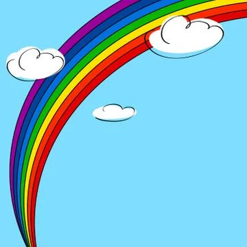 Rainbow and clouds Stock Illustration