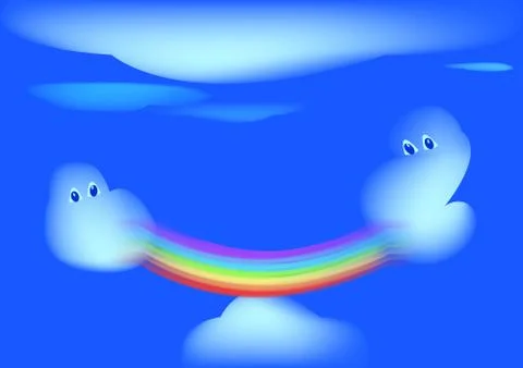 Rainbow and clouds Stock Illustration