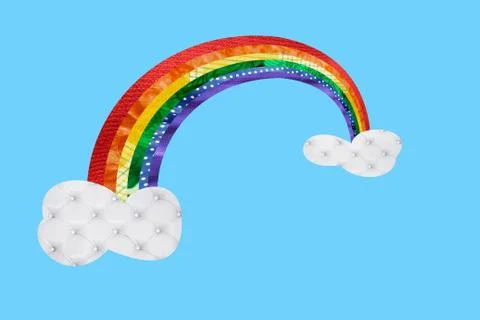 Rainbow and clouds Stock Illustration