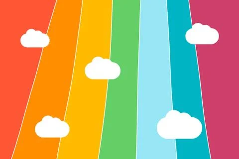 Rainbow and clouds illustration Stock Illustration