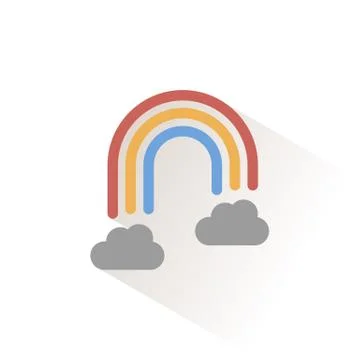 Rainbow and clouds. Isolated color icon. Weather vector illustration Stock Illustration