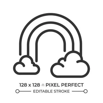 Rainbow and clouds linear icon Illustrazione stock