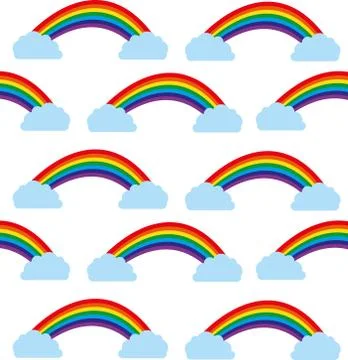 Rainbow and clouds pattern 스톡 일러스트