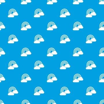 Rainbow and clouds pattern seamless blue Stock Illustration
