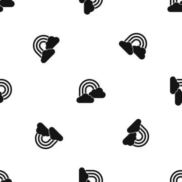 Rainbow and clouds pattern seamless black Illustrazione stock