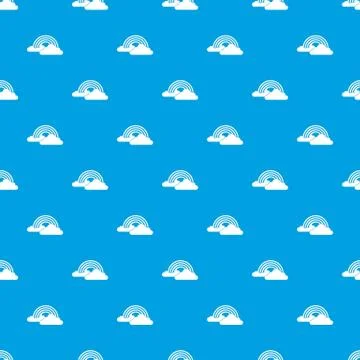 Rainbow and clouds pattern seamless blue Stock Illustration