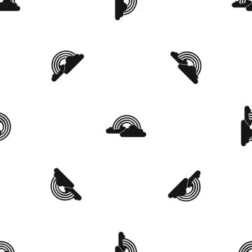 Rainbow and clouds pattern seamless black Stock Illustration